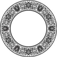 vector ronde zwart monochroom nationaal Indisch ornament. cirkel etnisch patroon van Indisch beschaving