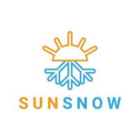heet en verkoudheid symbool. zon en sneeuwvlok allemaal seizoen concept logo. vector