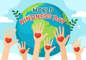 gelukkig wereld vriendelijkheid dag vector illustratie Aan november 13 met aarde en liefde voor liefdadigheid bijstand in vlak tekenfilm achtergrond Sjablonen