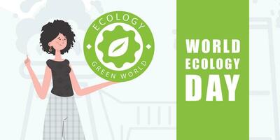 wereld ecologie dag poster. tekenfilm modieus stijl. illustratie in vector. vector