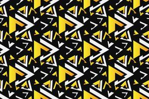 meetkundig naadloos patroon. abstract meetkundig grafisch ontwerp patroon. naadloos meetkundig patroon met zwart en geel kleur. vector