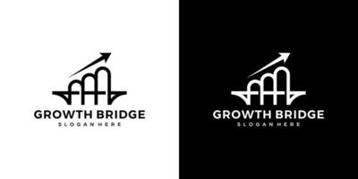 abstract brug logo ontwerp sjabloon met groei pijl omhoog ontwerp grafisch vector illustratie. symbool, icoon, creatief.