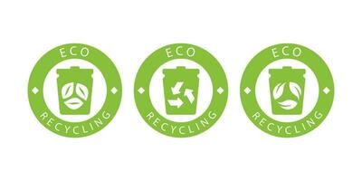 een reeks van logos Aan de thema van recyclen, ecologie en nul vervuiling. geïsoleerd Aan wit achtergrond. vector illustratie.