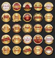 Gouden retro labels badges frames en linten collectie vector