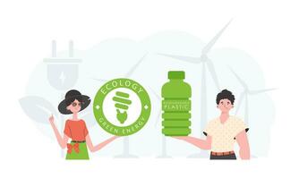 de concept van ecologie en zorg voor de omgeving. eco team. vlak stijl. vector. vector