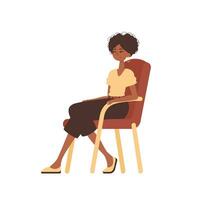 de meisje is zittend in een comfortabel stoel. karakter in modern modieus stijl. vector