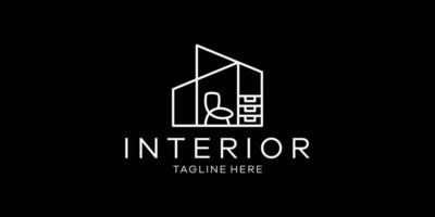 logo ontwerp voor huis interieur elementen gemaakt in een minimalistische lijn stijl vector