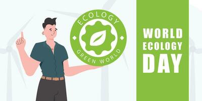 wereld ecologie dag spandoek. tekenfilm modieus stijl. illustratie in vector. vector