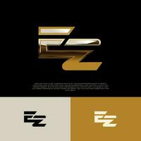 ez eerste alfabet logo brief in zwart goud kleur vector