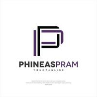 phineas kinderwagen logo brief pp ontwerp sjabloon premie creatief ontwerp bedrijf bedrijf vector