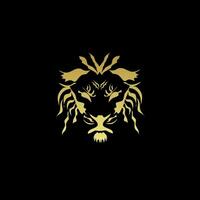 krachtig gouden leeuw hoofd logo. combineert de luxe en symbolisch macht van de leeuw vector