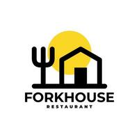 illustratie van een huis en vork. mooi zo voor restaurant logo of ieder bedrijf verwant naar huis, of voedsel vector