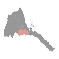 zuidelijk regio kaart, administratief divisie van eritrea. vector illustratie.