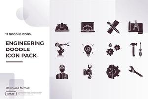 engineering en architectuur gerelateerd doodle pictogram concept voor industrieel, onderhoud, productie, zakelijke dienstverlening vectorillustratie vector