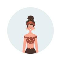 ronde avatar vrouw. modern karakter stijl. vector