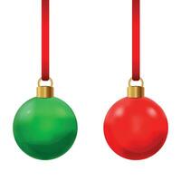 realistisch rood en groen Kerstmis ballen Aan wit achtergrond. vector