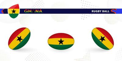 rugby bal reeks met de vlag van Ghana in divers hoeken Aan abstract achtergrond. vector