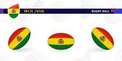 rugby bal reeks met de vlag van Bolivia in divers hoeken Aan abstract achtergrond. vector