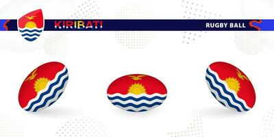 rugby bal reeks met de vlag van Kiribati in divers hoeken Aan abstract achtergrond. vector
