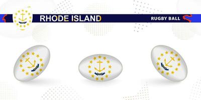 rugby bal reeks met de vlag van Rhode eiland in divers hoeken Aan abstract achtergrond. vector