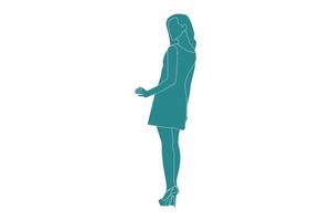 vectorillustratie van elegante vrouw poseren, vlakke stijl met outline vector