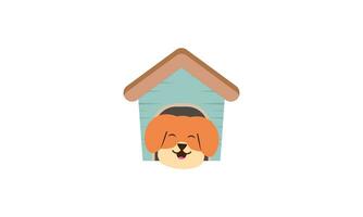 hond tekenfilm binnen hout huis ontwerp vector