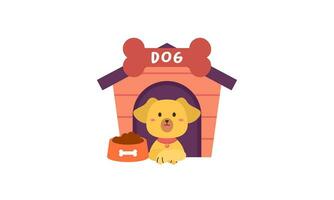 hond tekenfilm binnen hout huis ontwerp vector