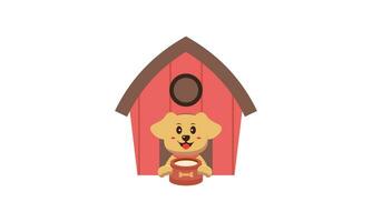 hond tekenfilm binnen hout huis ontwerp vector