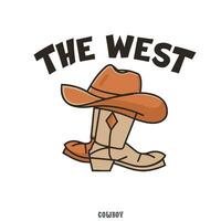 western t shirt. Arizona rodeo cowboy chaos wijnoogst hand- getrokken illustratie t overhemd ontwerp. wijnoogst hoed en bagageruimte illustratie, kleding, t shirt, sticker vector