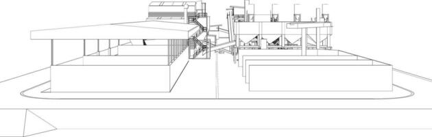 3d illustratie van industrieel gebouw vector