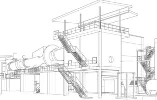 3d illustratie van industrieel gebouw vector