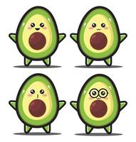 leuke cartoon slice avocado kawaii design premium vector