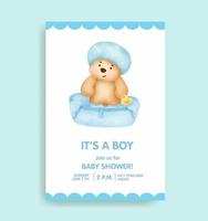 babyshowerkaart met schattige beer vector