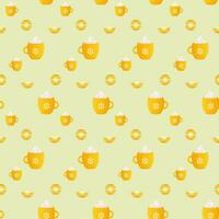 patroon naadloos winter thee met citroen, geel mok vector
