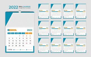 2022 wandkalendersjabloon, planning kalender jaarlijkse bedrijfsplanner, tijdschema, evenementenkalender, bureaukalender vector