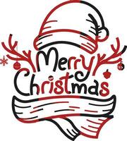 vrolijk kerstmis, vrolijk Kerstmis - tekst met rood en zwart Schotse ruit plaid Schots buffel patroon. groet kaart tekst schoonschrift uitdrukking voor Kerstmis of andere geschenk. Kerstmis groeten kaarten, uitnodigingen vector