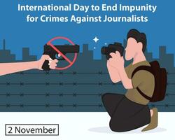 illustratie vector grafisch van een journalist was gehouden Bij schot, perfect voor Internationale dag, einde straffeloosheid, misdaden tegen journalisten, vieren, groet kaart, enz.
