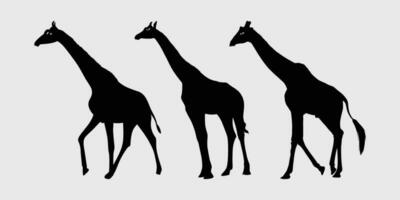 giraffe zwart silhouet, giraffe vector schets ontwerp, giraffe vector zwart en wit