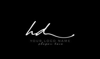 handschrift brief hd logo ontwerp. hd logo ontwerp vrij vector sjabloon