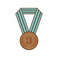 prijs lint bronzen medaille aantal drie icoon geïsoleerd vector illustratie