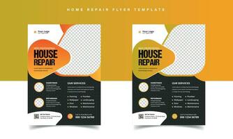 huis reparatie folder sjabloon met klusjesman brochure ontwerp vector