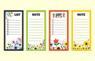 schattige bloemen notitieboek collectie set vector