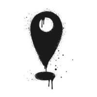 verstuiven geschilderd graffiti GPS icoon. wijzer kaart. geïsoleerd Aan wit achtergrond. vector illustratie