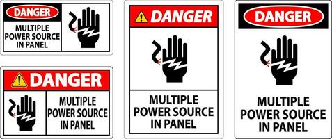 Gevaar teken meerdere macht bron in paneel vector