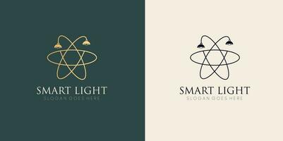 slim huis logo icoon ontwerp element met huis en licht lamp of lamp ontwerp concept vrij vector