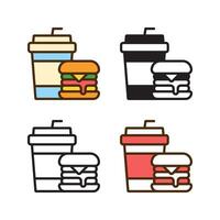 snel voedsel icoon in 4 stijl vlak, glyph, schets, duotoon vector