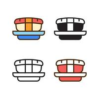 sushi icoon in 4 stijl vlak, glyph, schets, duotoon ontwerp vector