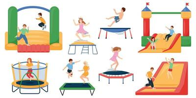 jumping Aan trampoline reeks vector