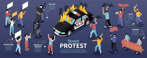 isometrische protest infographic vector