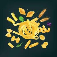 realistisch pasta samenstelling vector
